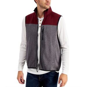 CLUB ROOM - NWT - M Sz L Colorblock Fleece Sweater Vest/Maroon & Grey. SO NICE!